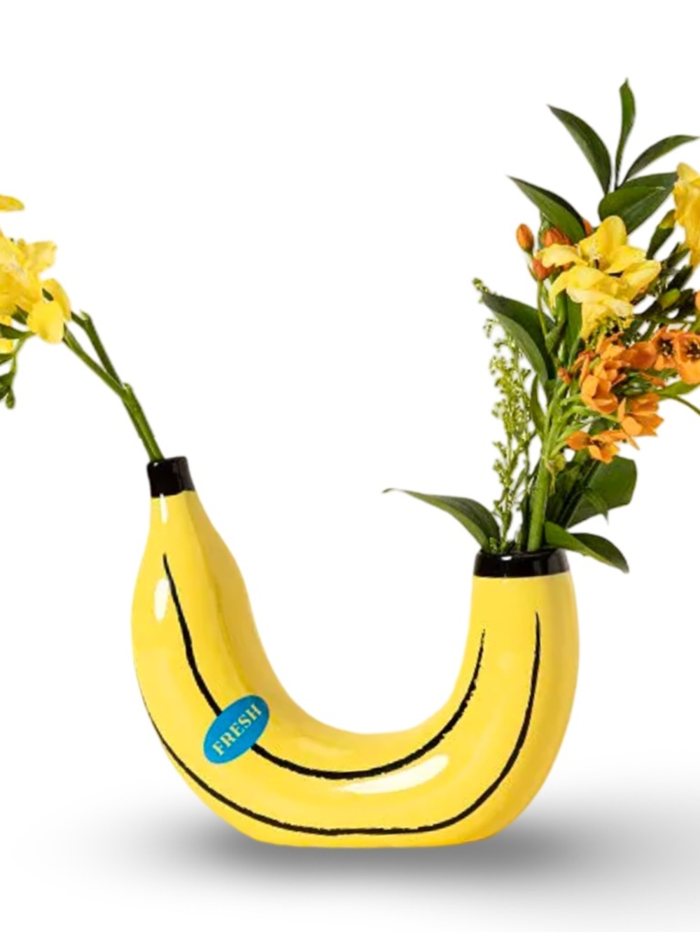 Ceramic Banana Vase with 2 Floral Openings